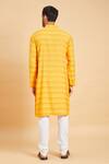 Shop_Hilo Design_Yellow Jacquard Ellowy Basik Striped Kurta_at_Aza_Fashions