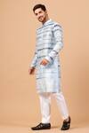 Shop_Hilo Design_Blue Semi Raw Silk Tie Dye Blutin Kurta For Men_Online_at_Aza_Fashions