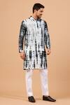 Hilo Design_Green Semi Raw Silk Tie Dye Tintle Kurta _Online_at_Aza_Fashions