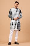 Buy_Hilo Design_Green Semi Raw Silk Tie Dye Tintle Kurta _Online_at_Aza_Fashions