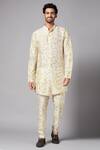 Hilo Design_White Moonga Silk Tie Dye Mighty Natural Kurta Set _Online_at_Aza_Fashions