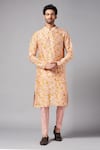Buy_Hilo Design_Peach Moonga Silk Tie Dye Kurta Set_at_Aza_Fashions