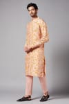Hilo Design_Peach Moonga Silk Tie Dye Kurta Set_Online_at_Aza_Fashions