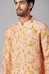 Buy_Hilo Design_Peach Moonga Silk Tie Dye Kurta Set_Online_at_Aza_Fashions
