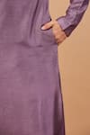 Hilo Design_Purple Semi Raw Silk Embroidery Floral Inara Kurta _at_Aza_Fashions