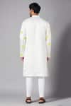 Shop_Hilo Design_White Linen Satin Leaf Mogra Embroidered Kurta _at_Aza_Fashions