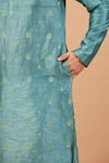 Hilo Design_Green Semi Raw Silk Embroidery Floral Greafy Kurta _at_Aza_Fashions