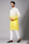 Shop_Hilo Design_White Semi Raw Silk Plain Whill Ombre Kurta_Online_at_Aza_Fashions