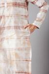 Hilo Design_Brown Semi Raw Silk Browtin Tie And Dye Kurta_at_Aza_Fashions