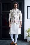 Buy_Hilo Design_Off White Bundi Raw Silk, Kurta Ps Silk, Pant Cotton Embroidered And Set _at_Aza_Fashions