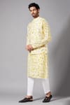 Buy_Hilo Design_Yellow Moonga Silk Tie And Dye Abstract Allioty Bundi & Kurta Set _Online_at_Aza_Fashions