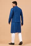 Shop_Hilo Design_Blue Bundi Jacquard Stripe Pattern And Kurta Set _at_Aza_Fashions