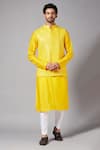 Buy_Hilo Design_Yellow Bundi Georgette Embroidered Mirror Work And Kurta Set _at_Aza_Fashions