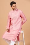 Shop_Hilo Design_Pink Bundi Georgette Embroidered Mirror Pinoret Work And Kurta Set _Online_at_Aza_Fashions