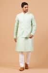 Buy_Hilo Design_Green Bundi Georgette Embroidered Mirror Panor Work And Kurta Set _at_Aza_Fashions