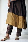 Shop_Shorshe Clothing_Brown Chanderi V Neck Kurta And Pant Set _Online_at_Aza_Fashions