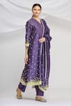 Buy_Huemn_Purple Silk Chanderi V Neck Kurta Set  _at_Aza_Fashions