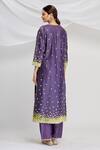 Shop_Huemn_Purple Silk Chanderi V Neck Kurta Set  _at_Aza_Fashions