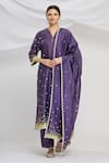 Huemn_Purple Silk Chanderi V Neck Kurta Set  _Online_at_Aza_Fashions