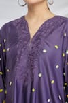 Huemn_Purple Silk Chanderi V Neck Kurta Set  _at_Aza_Fashions