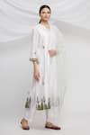 Buy_Huemn_White Silk Chanderi V Neck Kurta Set  _at_Aza_Fashions