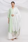 Buy_Huemn_Green Silk Chanderi V Neck Kurta Set  _at_Aza_Fashions