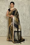 Buy_Naintara Bajaj_Black Handloom Silk Woven Geometric Pattern Saree For Women_at_Aza_Fashions