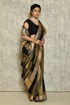 Naintara Bajaj_Black Handloom Silk Woven Geometric Pattern Saree For Women_Online_at_Aza_Fashions