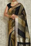 Buy_Naintara Bajaj_Black Handloom Silk Woven Geometric Pattern Saree For Women_Online_at_Aza_Fashions