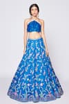 Buy_Chamee and Palak_Blue Embroidered Floral Lilies Of All Kinds Lehenga And Blouse Set _Online_at_Aza_Fashions