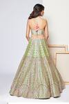 Shop_Chamee and Palak_Green Embroidered Floral Pattern Halter Dance Of Flowers Bridal Lehenga Set _at_Aza_Fashions