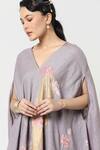 Shop_KAVERI_Purple Linen Kaftan Tunic And Pant Set_Online_at_Aza_Fashions