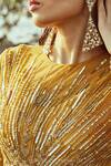 House of Musafir_Yellow Silk Velvet And Tulle Embellished Sequin Round Lehenga Set _Online_at_Aza_Fashions