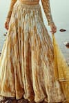 Shop_House of Musafir_Yellow Silk Velvet And Tulle Embellished Sequin Round Lehenga Set _Online_at_Aza_Fashions