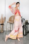 House of Fett_Pink Viscose Pleated Pant Set_Online_at_Aza_Fashions