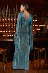 Shop_HOUSE OF FETT_Blue Luxury Pleated Fabric Magaluf Drape Gown_at_Aza_Fashions