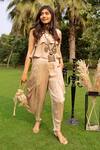 House of Fett_Gold Satin Glitzy Co-ord Set_Online_at_Aza_Fashions