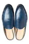 Buy_Dmodot_Blue Leather Mules _Online_at_Aza_Fashions