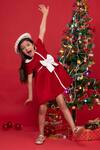Hoity Moppet_Red Velvet, Satin Bows Detailing Dress _Online_at_Aza_Fashions