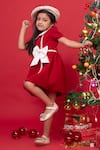Shop_Hoity Moppet_Red Velvet, Satin Bows Detailing Dress _Online_at_Aza_Fashions