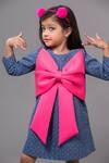 Hoity Moppet_Blue Denim, Satin Bows Detailed Dress _at_Aza_Fashions