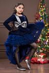 Hoity Moppet_Blue Velvet, Tulle Asymmetric Trail Dress _Online_at_Aza_Fashions