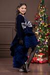 Hoity Moppet_Blue Velvet, Tulle Asymmetric Trail Dress _at_Aza_Fashions
