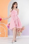 Hoity Moppet Pink Organza, Satin Rosette Applique Dress Online at Aza Fashions Hoity Moppet_Pink Organza, Satin Rosette Applique Dress _Online_at_Aza_Fashions