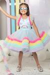 Hoity Moppet Multi Color Satin, Tulle Fringe Clouds And Rainbow Embroidered Dress Online at Aza Fashions Hoity Moppet_Multi Color Satin, Tulle Fringe Clouds And Rainbow Embroidered Dress _Online_at_Aza_Fashions