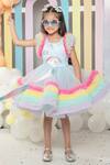Shop Hoity Moppet Multi Color Satin, Tulle Fringe Clouds And Rainbow Embroidered Dress Online at Aza Fashions Shop_Hoity Moppet_Multi Color Satin, Tulle Fringe Clouds And Rainbow Embroidered Dress _Online_at_Aza_Fashions
