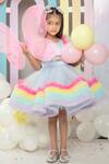 Buy Hoity Moppet Multi Color Satin, Tulle Fringe Clouds And Rainbow Embroidered Dress Buy_Hoity Moppet_Multi Color Satin, Tulle Fringe Clouds And Rainbow Embroidered Dress