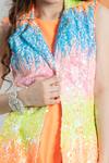 Buy_Hoity Moppet_Multi Color Crepe Embellished Sequins Chromatic Jacket With Orange Playsuit _Online_at_Aza_Fashions