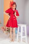 Hoity Moppet Red Crepe, Satin Rio Lapel Collared Jacket Dress Online at Aza Fashions Hoity Moppet_Red Crepe, Satin Rio Lapel Collared Jacket Dress _Online_at_Aza_Fashions
