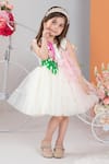 Buy_Hoity Moppet_White Satin, Tulle, Linen Ruffles, Embroidery Flamingo Dress _Online_at_Aza_Fashions